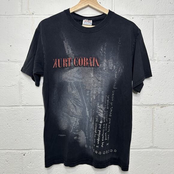 Y2K Kurt Cobain Nirvana The End of Music Lyrics Tee “Black” - Picture 1 of 6